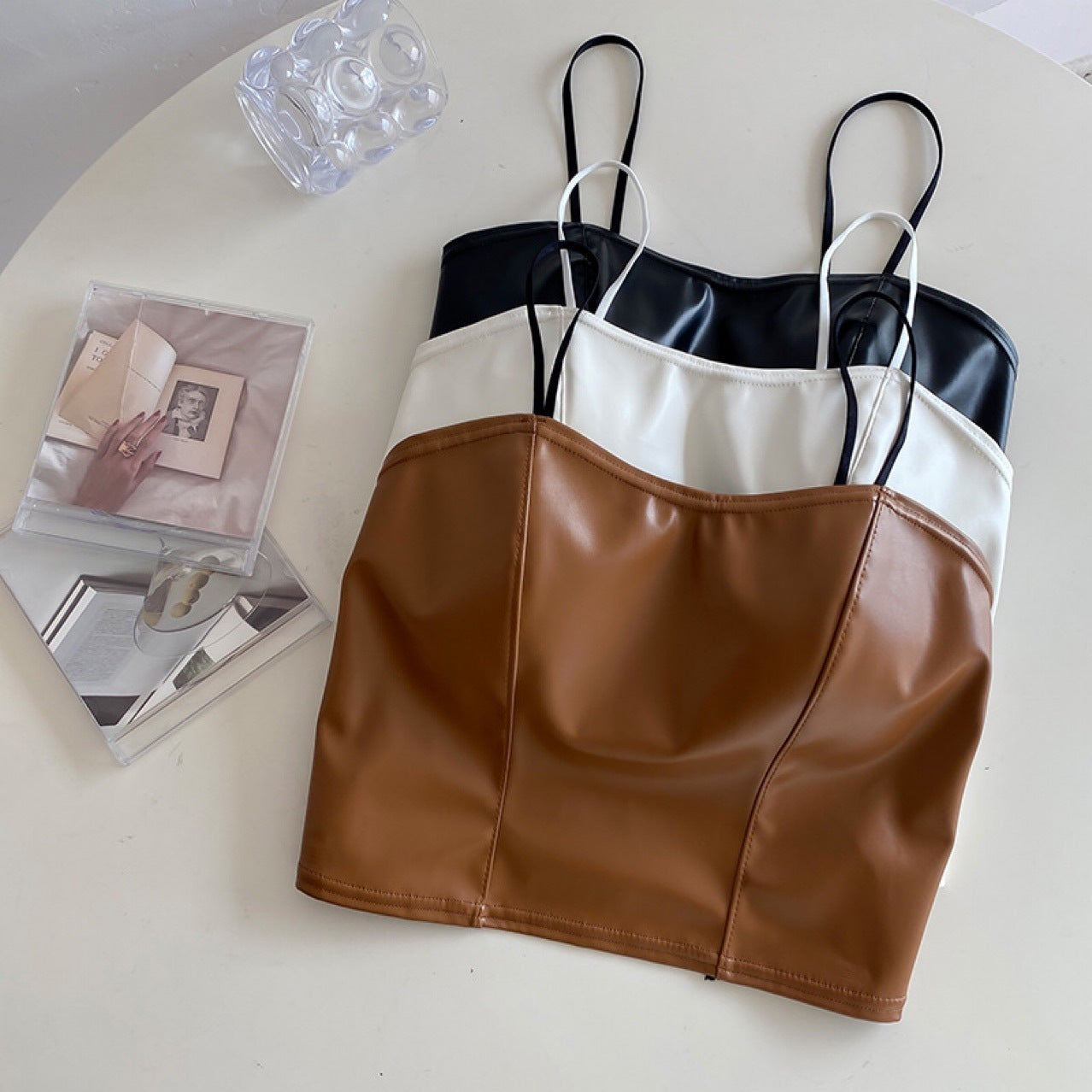 Retro Leather Short Top