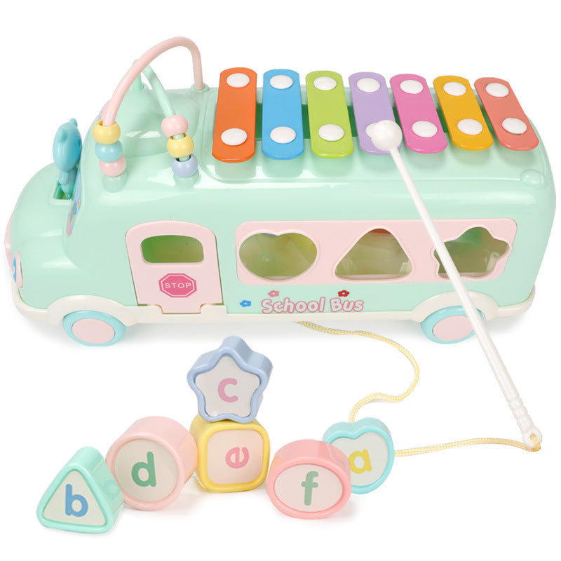 Puzzle Multifunctional Bus Knocking Piano Percussion Musical Instrument Eight-Tone Piano Toy