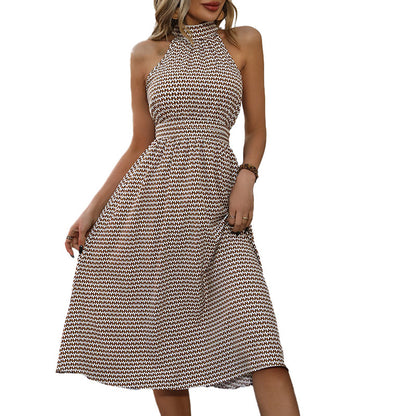 Women High Waist Plaid Dress