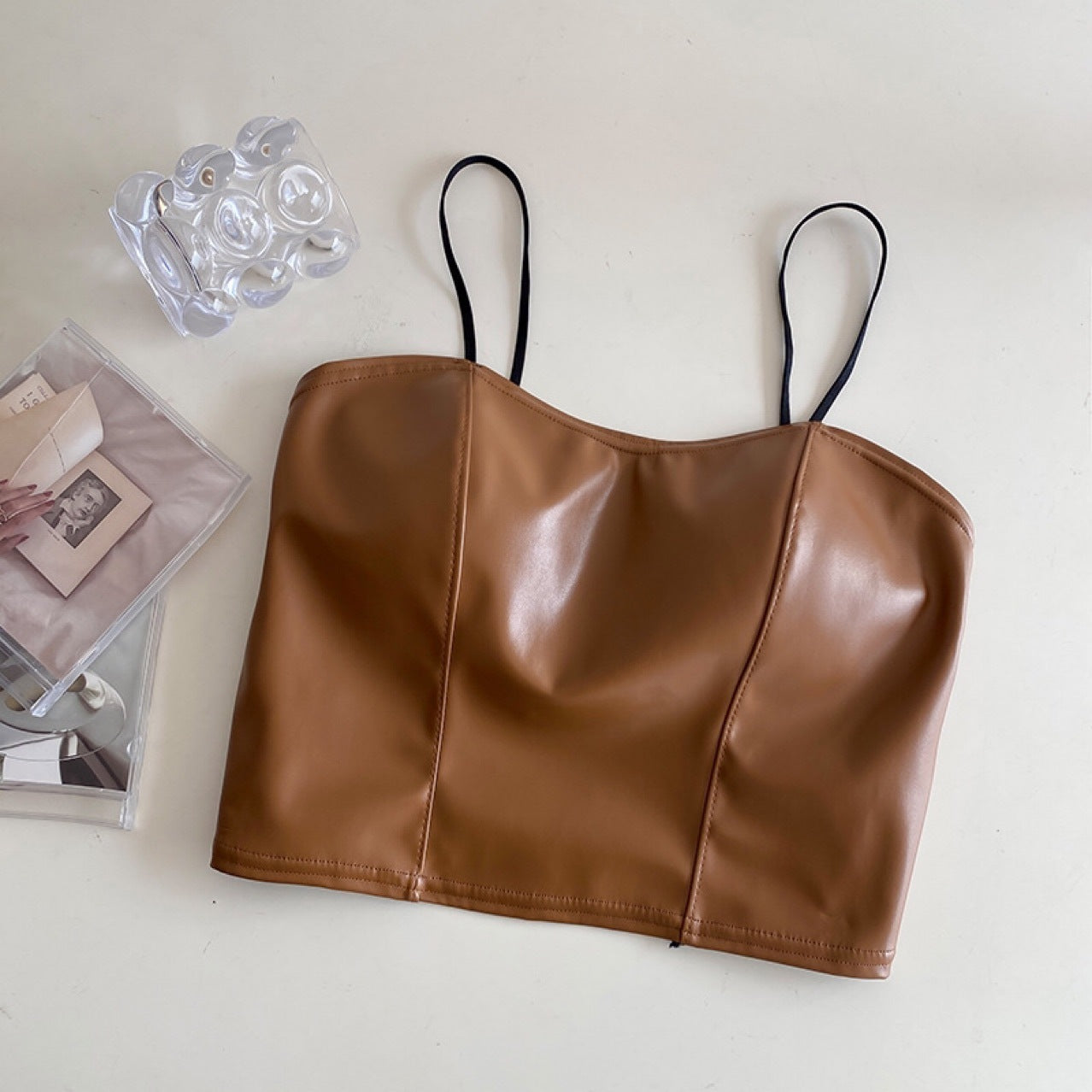Retro Leather Short Top