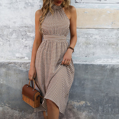 Women High Waist Plaid Dress