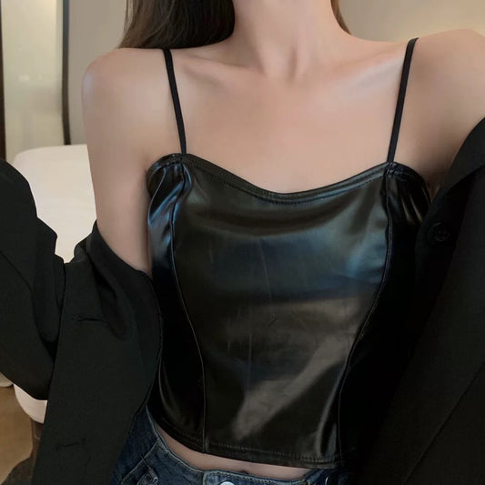 Retro Leather Short Top